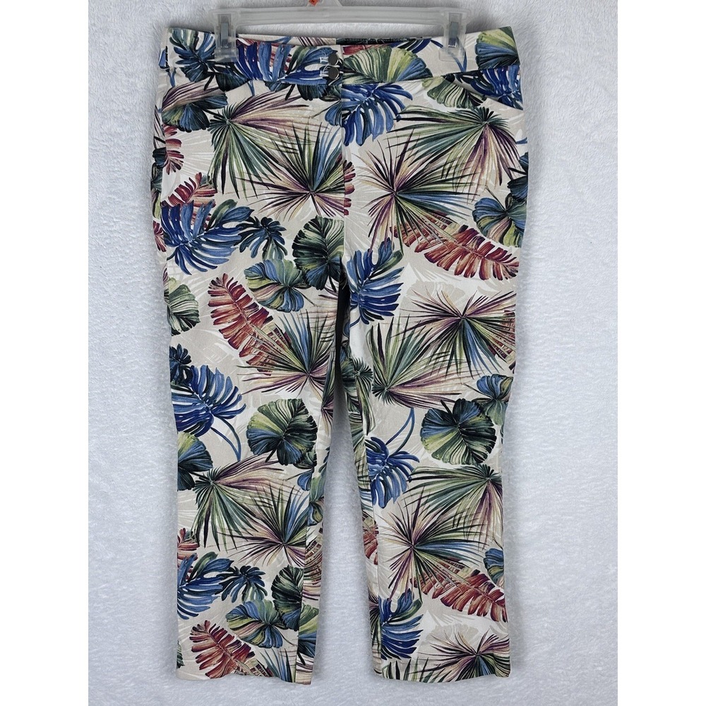 CHICO'S Women's‎ Capri Floral Print Pants Crop Stretch Size 1